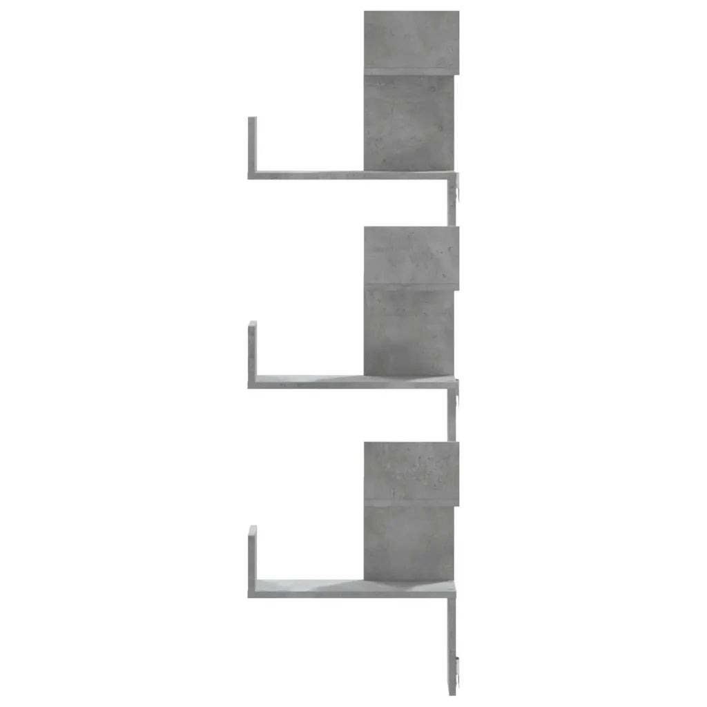 Scaffale Angolare a Muro Grigio Cemento 45x45x147cm Multistrato 852639
