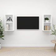 Mobili TV a Parete 2 pz-Set di 2 Credenza per TV sospesa Bianchi in Legno Multistrato