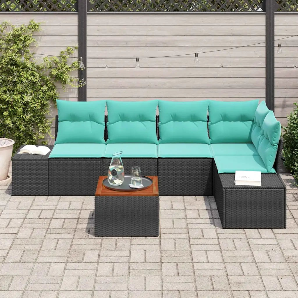 Set Divano da Giardino 6 pz Nero polyrattan 3347963