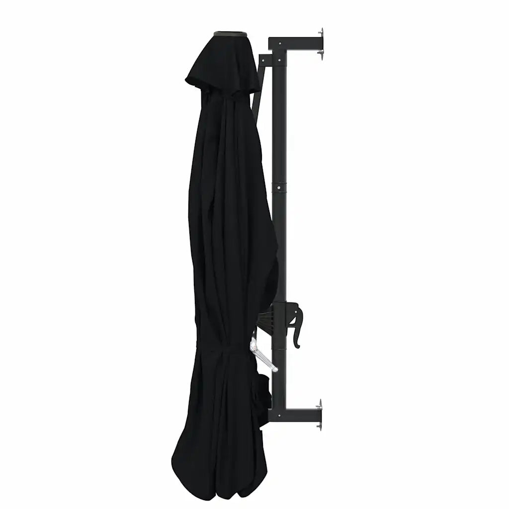 Ombrellone a Muro con Palo in Metallo-Ombrello da giardino 300 cm Nero