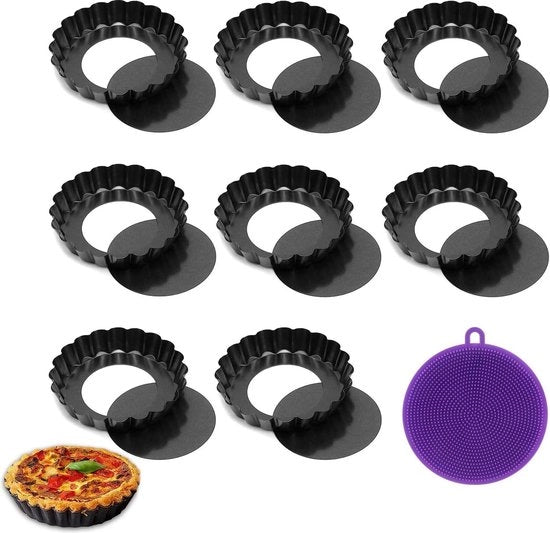 Tartine senza adesione non aderente base mini forata 10 cm forme per tartine di quiche tartine di quiche miniature forma in acciaio inossidabile