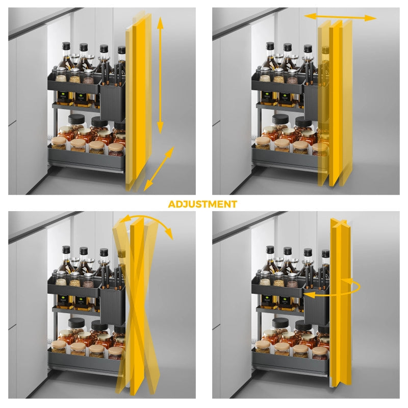 Portabottiglie laterale estraibile Harmony con chiusura soft, Modulo larghezza 200mm altezza 800mm, Acciaio e Legno, G..