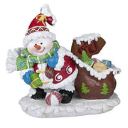 Trade Shop - Pupazzo Di Neve Con Sacco Scena Natalizia 12cm In Poliresina Modello Casuale -