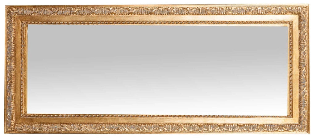 Biscottini Specchio Specchiera da parete e appendere verticale/orizzontale L35xPR4xH82 cm finitura foglia oro anticato.