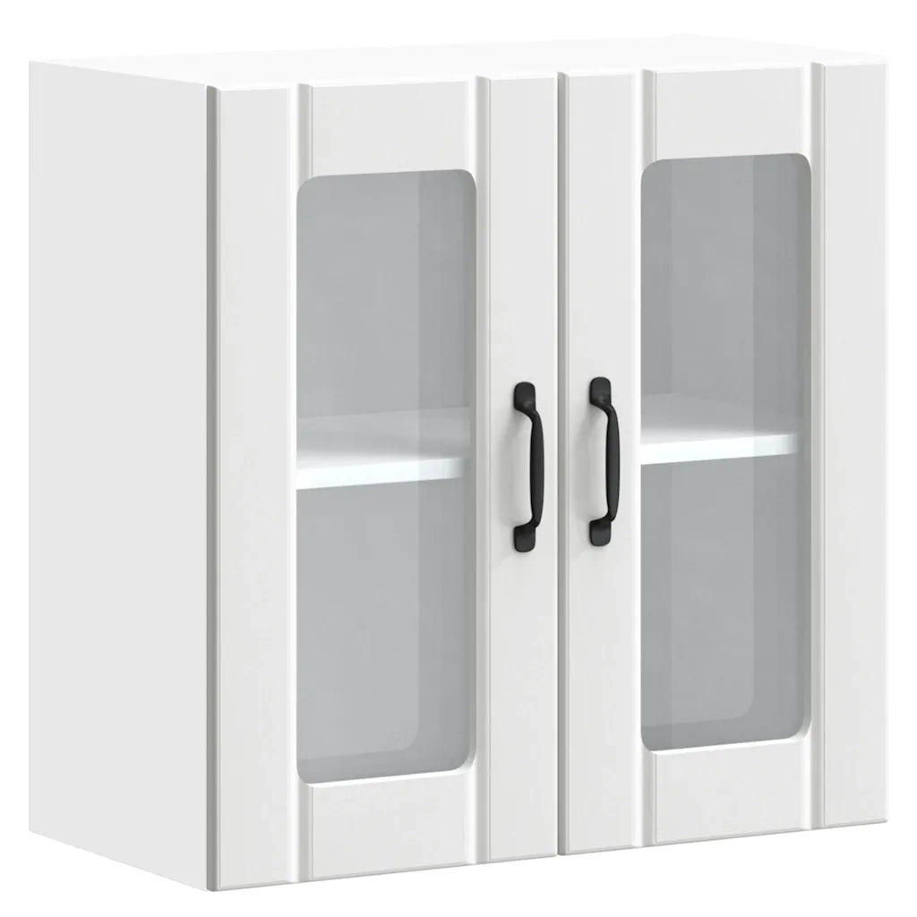Pensile da Cucina | Mobile da Cucina con Porta in Vetro Lucca Bianco Truciolato