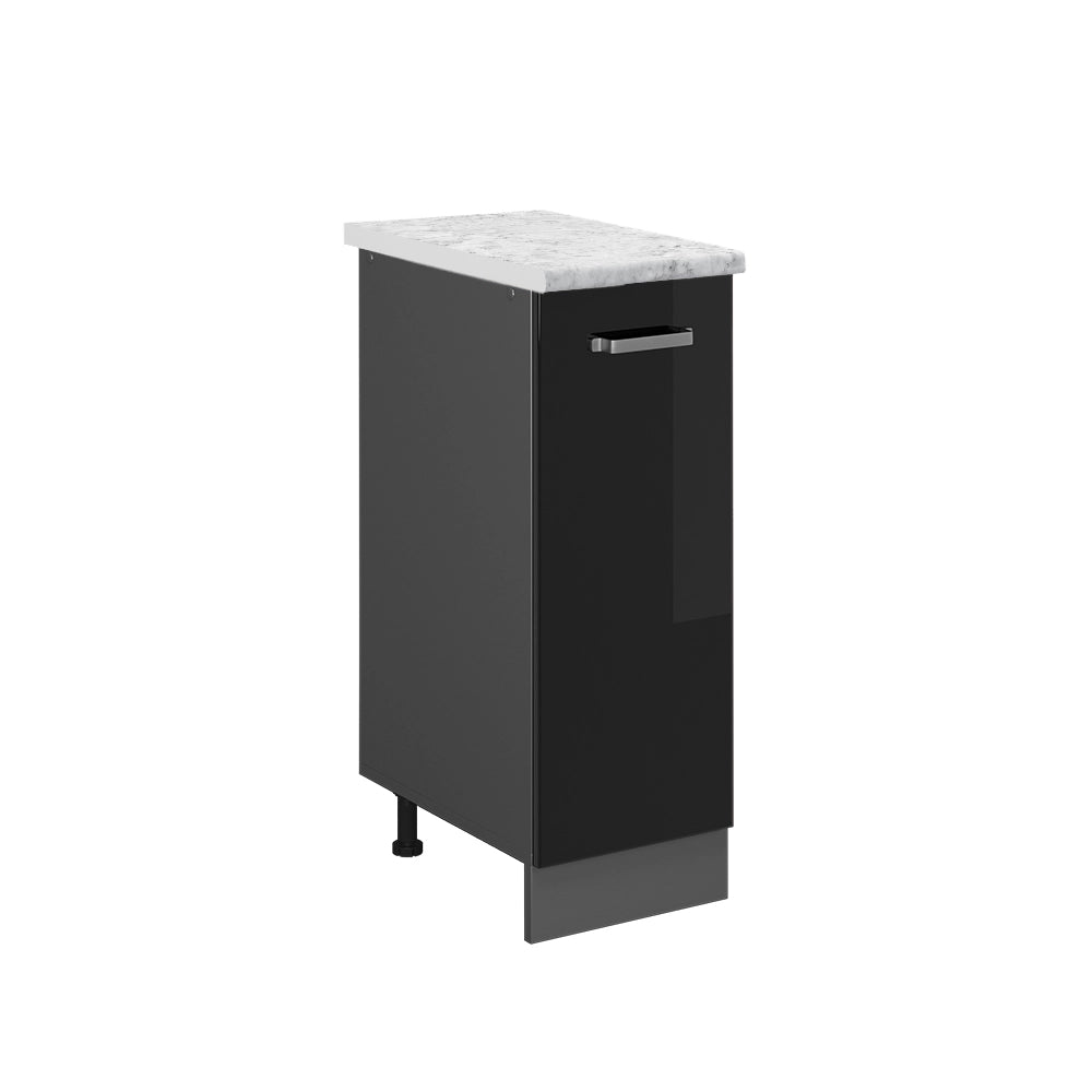Armadio cucina dispensa alto R-Line Nero lucido/Antracite 30 cm PL Marmo Vicco