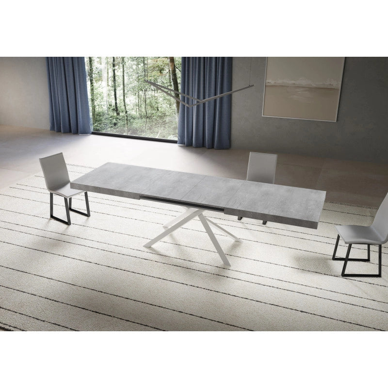 Tavolo allungabile 200/460x90 cm Niket telaio Bianche - Cemento