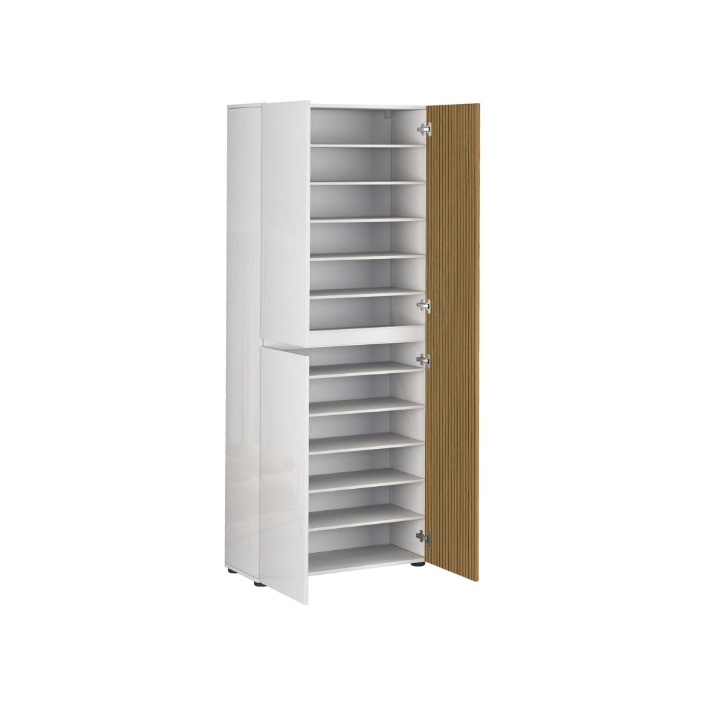 Palasio, Armadio Multiuso Grande 10 Ripiani Made in Italy, 80x200h cm Bianco Lucido