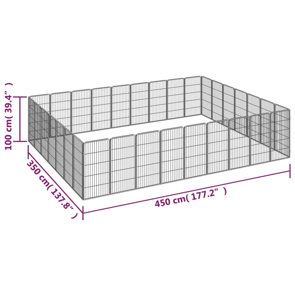 Box Cani 32 Pannelli Nero 50x100 cm Acciaio Verniciato Polvere 3115964