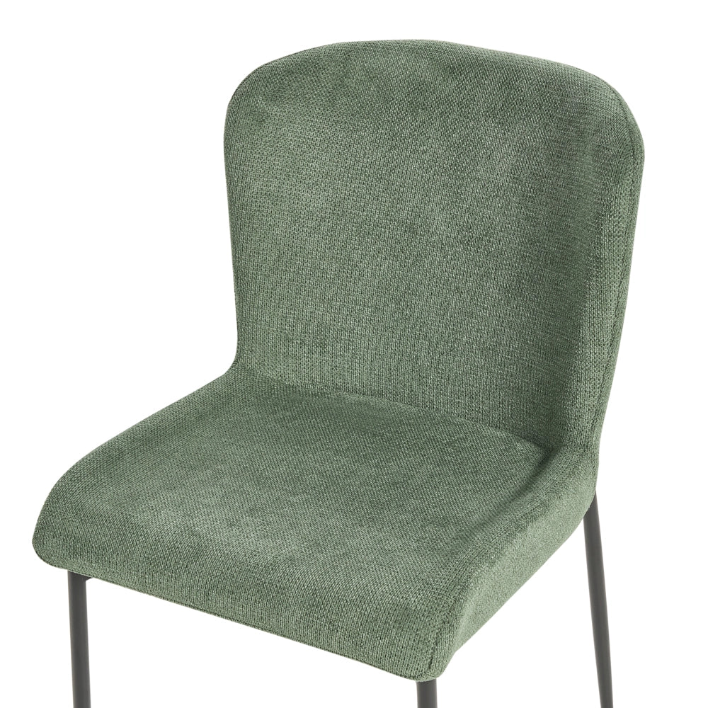 Set di 2 sedie da pranzo in tessuto poliestere con texture a maglia verde soggiorno e camera da letto