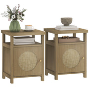 Set 2 Comodini Stretti ¨C Xylo ¨C Rattan Naturale con Cassetto 40x35x55cm