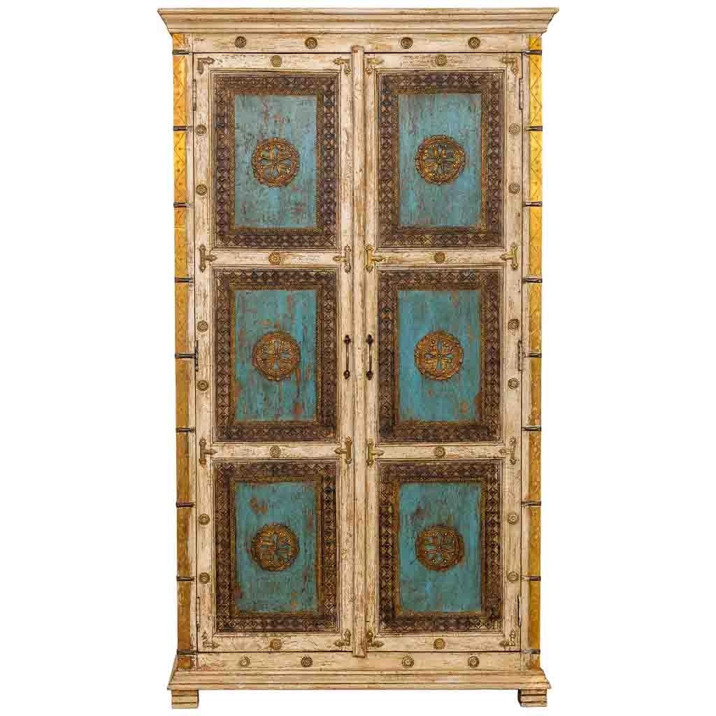 Armadio artigianale in legno bianco, 102x44x183h cm