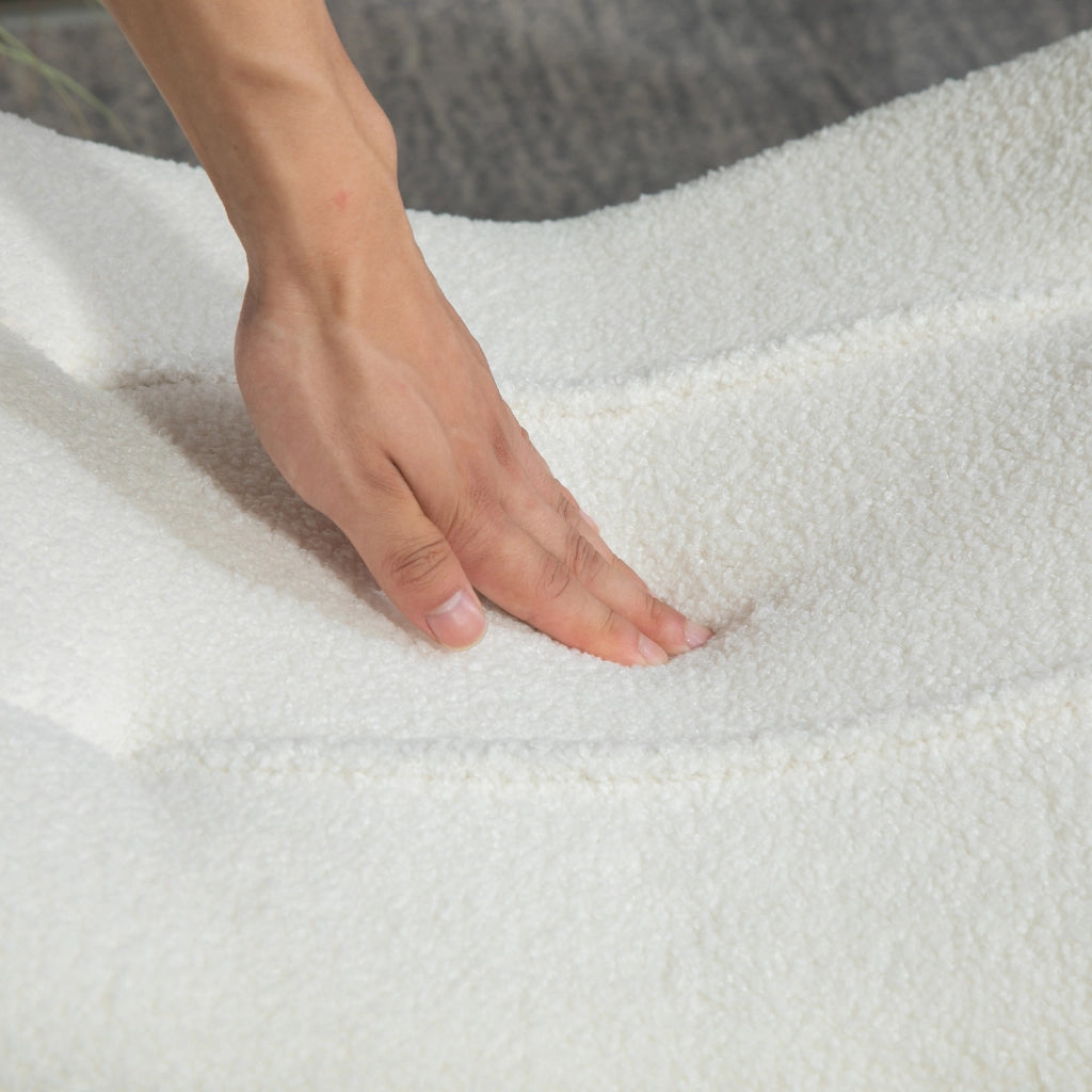 Pouf per salotto ¨C zephmum ¨C tessuto crema, gambe in legno