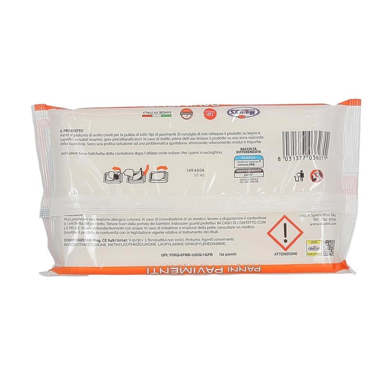 MAURY'S SALVIETTE PANNI PAVIMENTI 12 PZ TESSUTO BIODEGRADABILE RIMUOVE CATTIVI ODORI