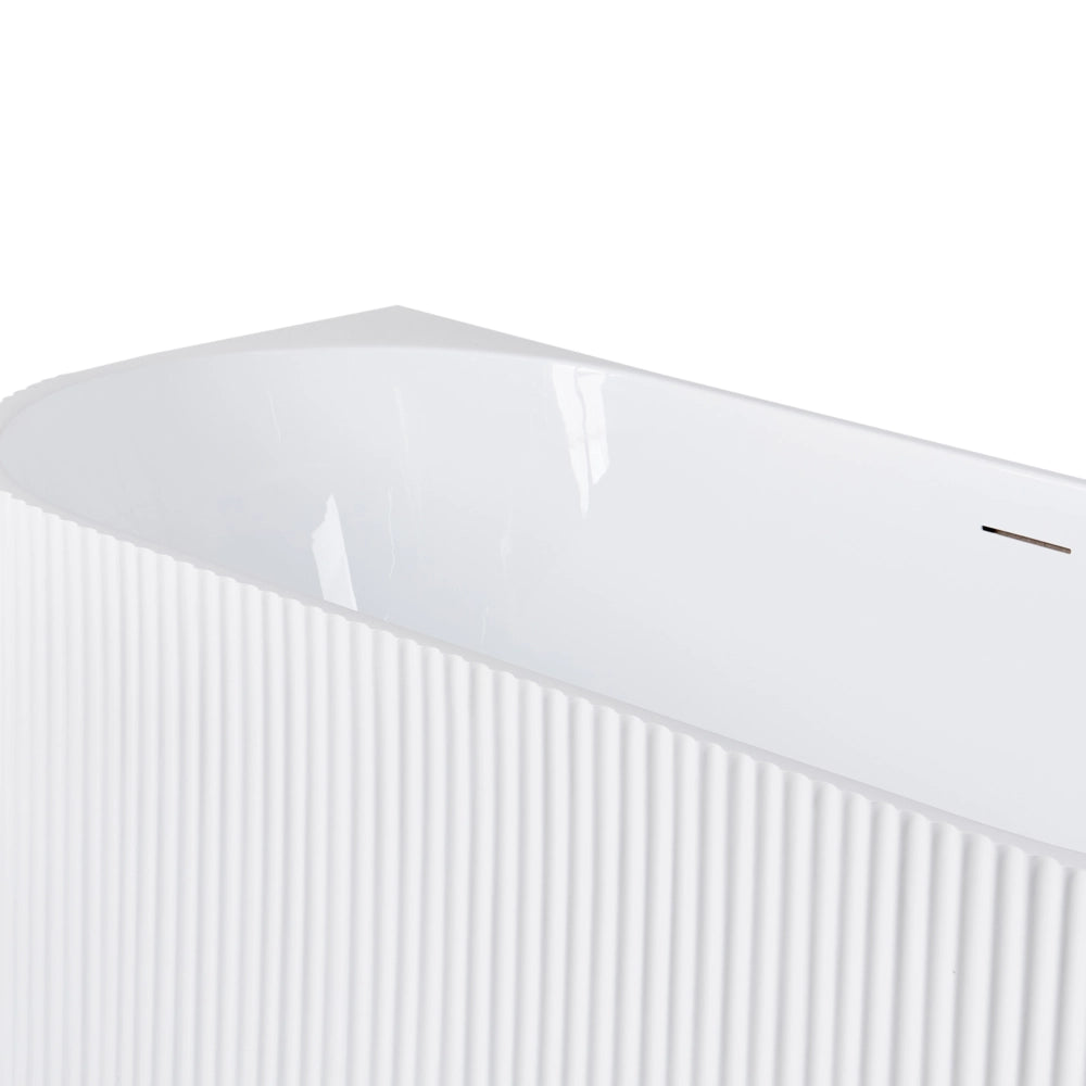 Vasca da bagno angolare sinistra in acrilico bianco opaco 170 x 80 cm Finitura scanalata Bagno in stile moderno