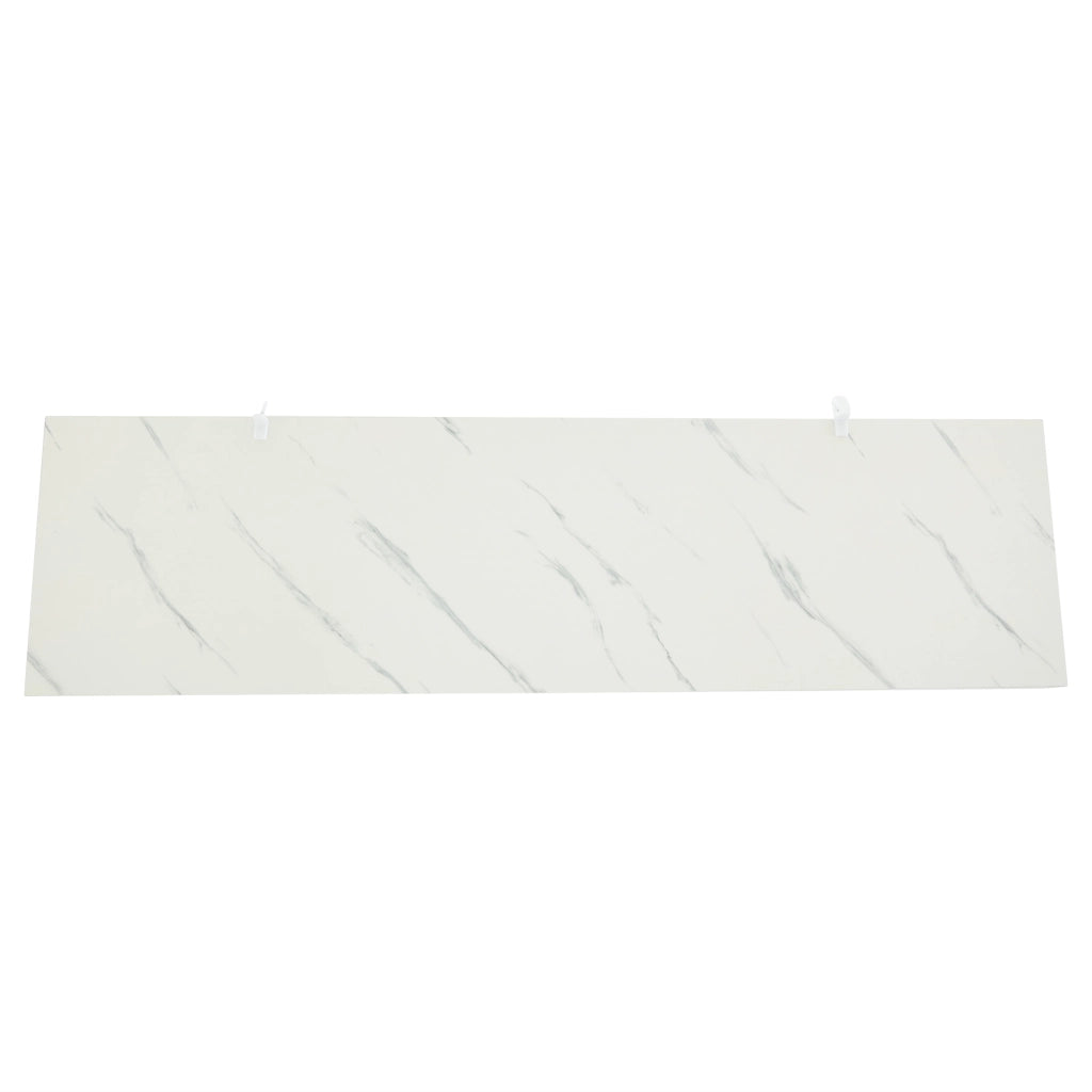 Credenza con 3 Ante e 6 Scomparti; Ripiani Regolabili; Effetto Marmo; in Pannello di Particelle; Bianco; 140??38??70 cm