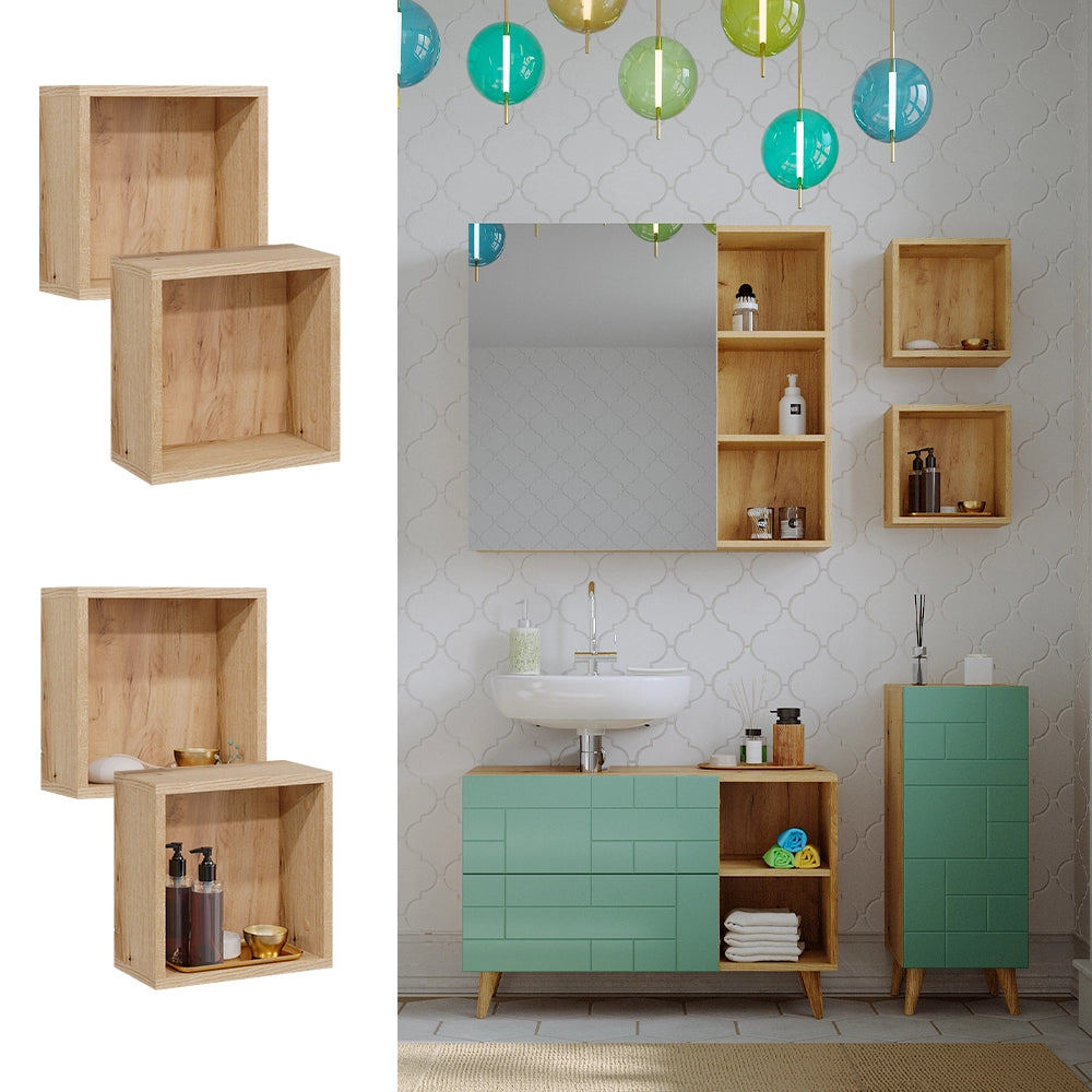 Vicco Libreria da parete Rovere 30 x 30 cm Set di 2