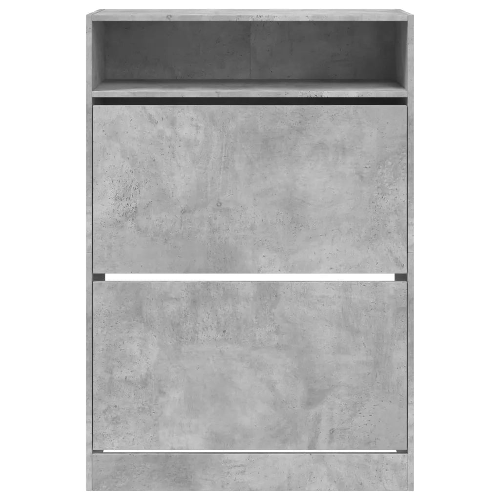 Scarpiera 2 Cassetti Ribaltabili-Scaffale per scarpe Grigio Cemento 80x34x116 cm