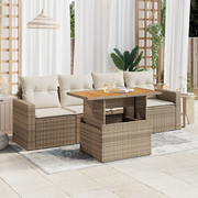 Set Divano da Giardino 5 pz con Cuscini Beige in Polyrattan 3326984