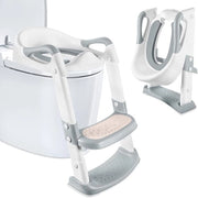 Sgabino per bambini con cuscino in PU morbido - regolabile in altezza e pieghevole - grigio bianco