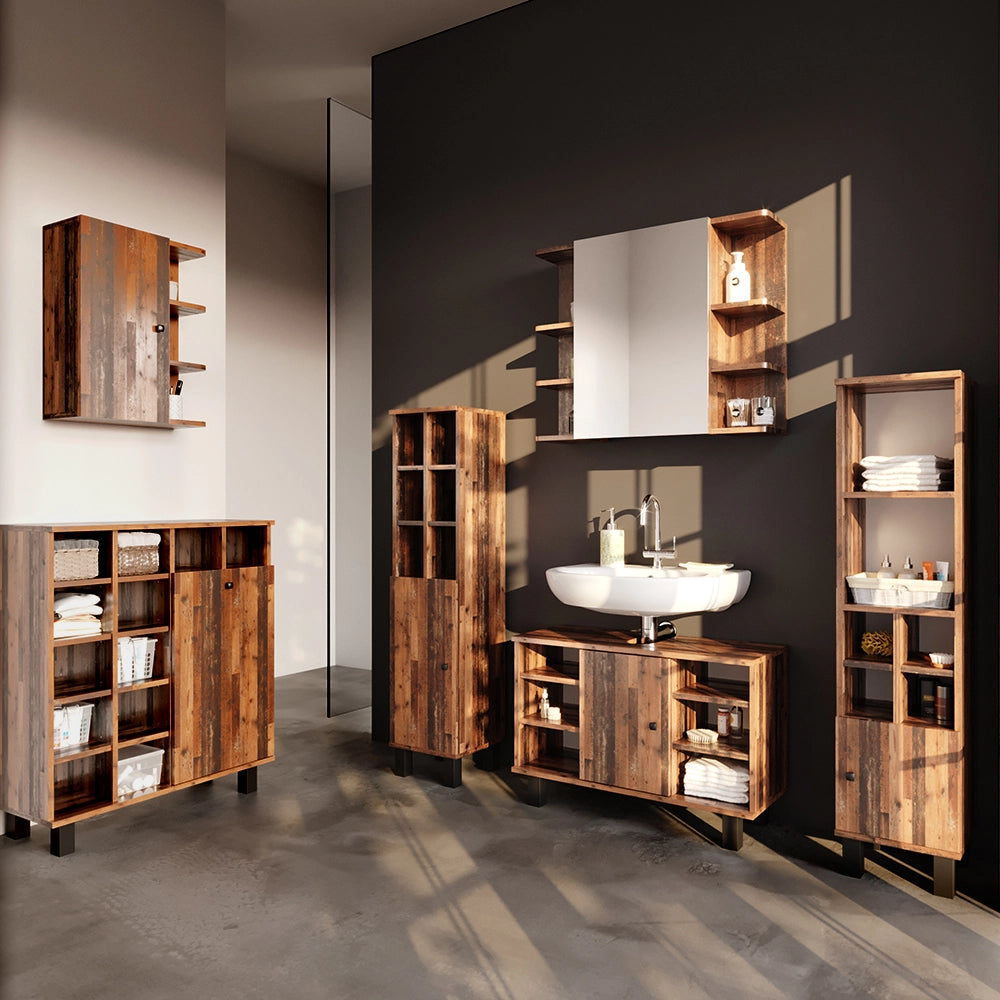 Vicco Set mobili bagno Rovere rustico 3 pezzi, base 80 cm