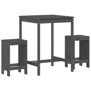 Set Bar da Giardino 3 pz | Set Salotto da Giardino Grigio in Legno Massello di Pino