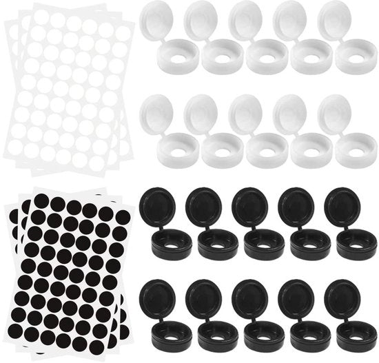 Set di 200 coperture di vite in plastica e 324 coppe di vite - Per viti nascoste. Protegge le viti dalle intemperie. Adatto a diverse applicazioni.