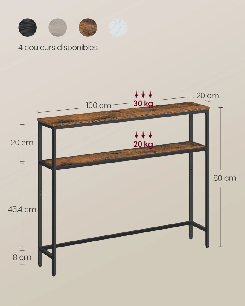Consolle per ingresso tavolino sottile a 2 ripiani 20 x 120 x 80 cm tavolino laterale con 2 ripiani per soggiorno o camera da letto marrone 12_0005225
