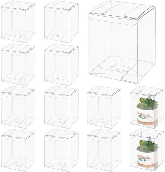 Scatole per regali in PVC trasparente - 15 pezzi - 10x10x13cm - Dimensioni durevoli - Per confezioni e regali - Confezioni durevoli