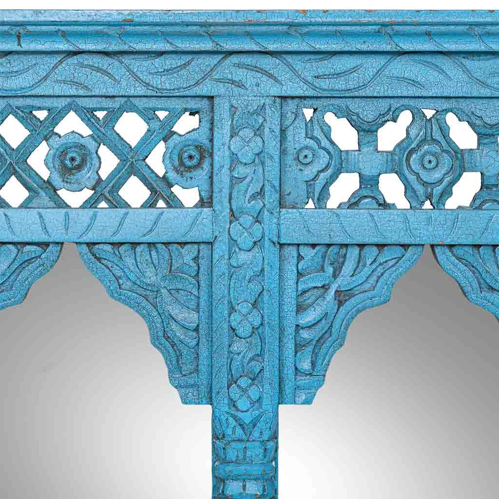 Specchio in legno blu 93x7x63 cm