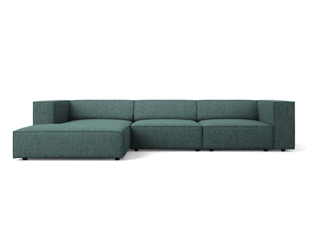 Cosmopolitan Design - Divano angolare sinistro "Arendal" 4 posti in ciniglia petrolio 