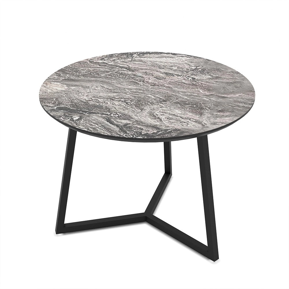 Tavolino da salotto Klint con piano effetto marmo nero arabesque e gambe nere