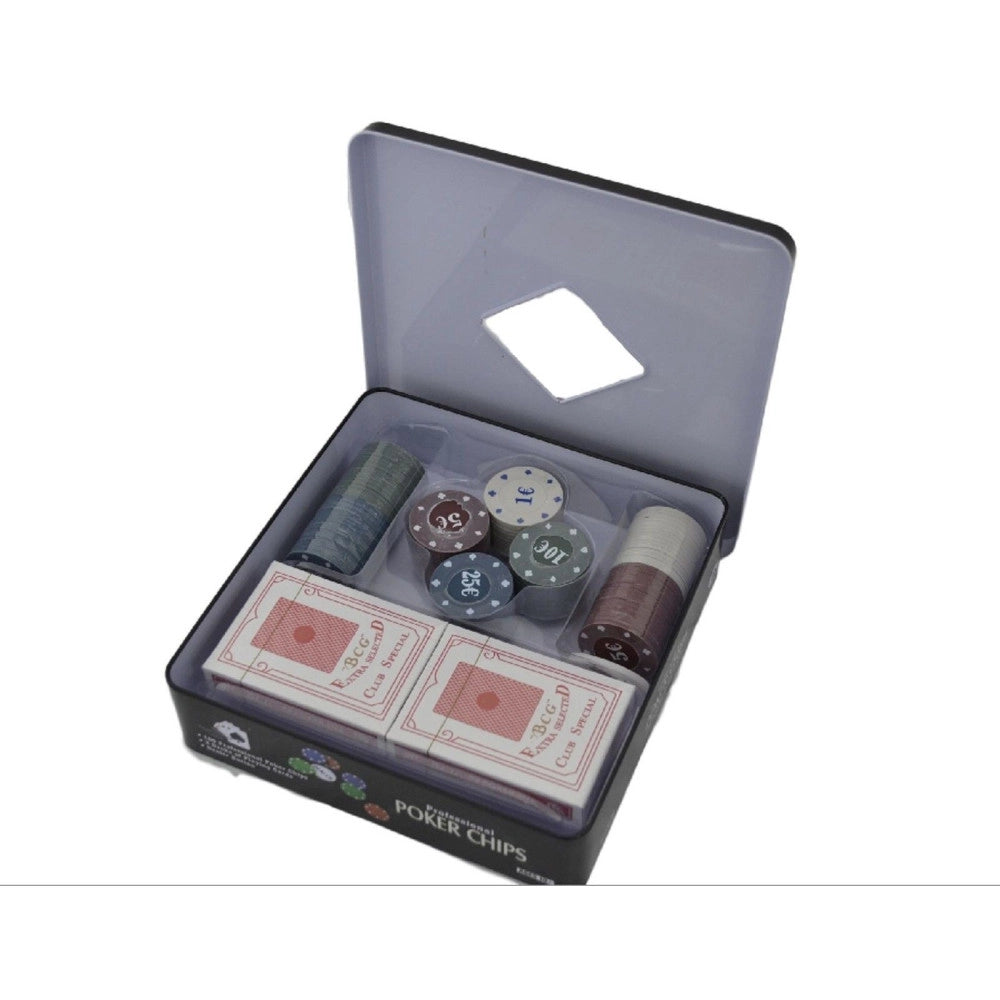 Trade Shop - Set Kit Cofanetto Poker Texas Holdem 100 Fiches Chips Set Professionale Poker -