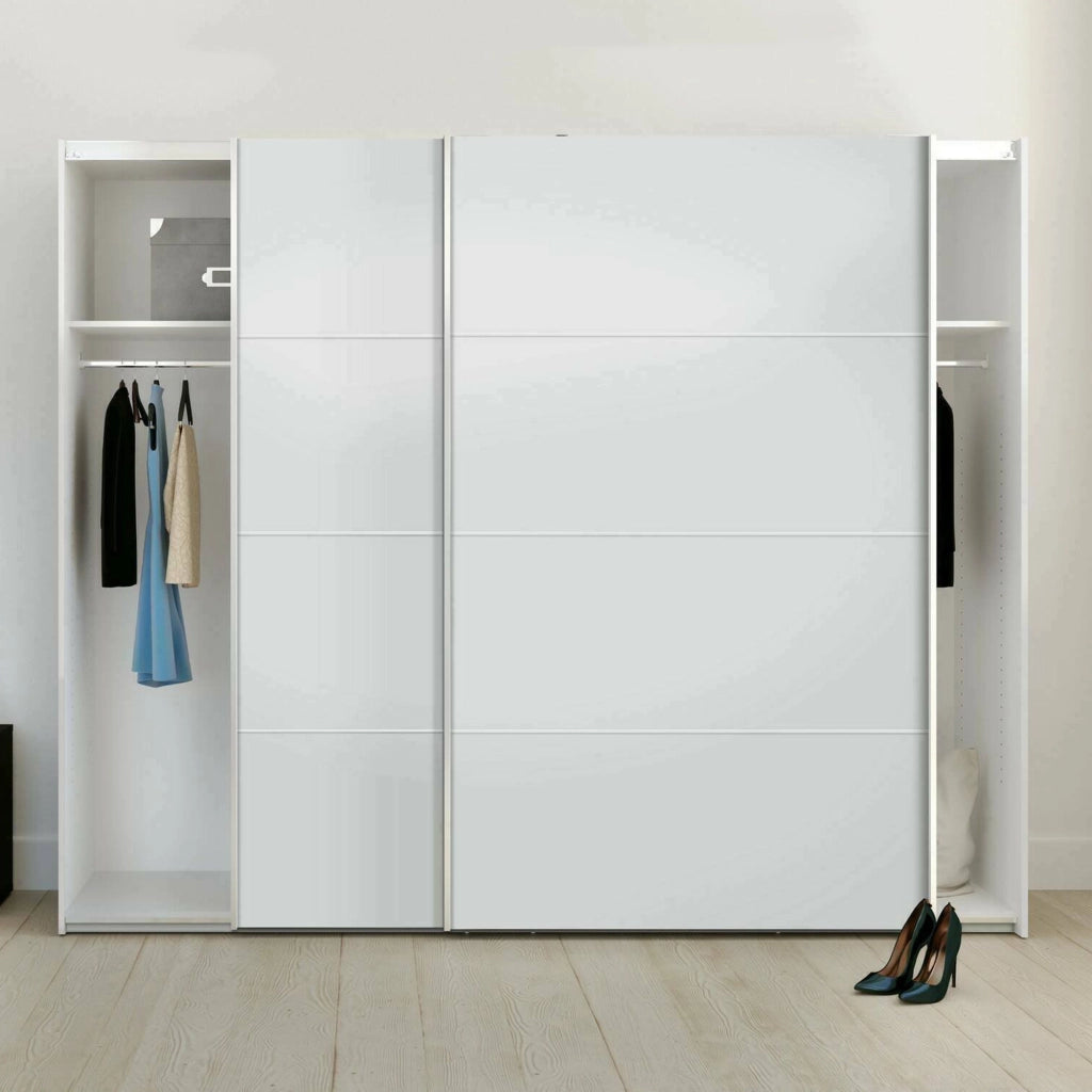 Guardaroba 2 ante Acerno, Mobile camera da letto, Cabina armadio portabiti, Armadio appendiabiti, 243x64 h202 cm, Bianco