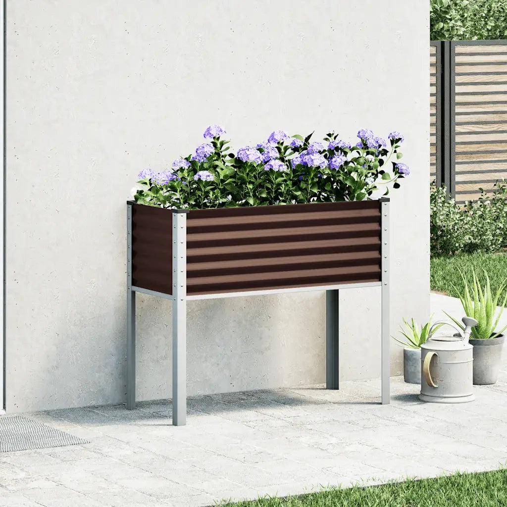 Fioriera da Giardino-Vaso da Esterno-Contenitore per Piante marrone 100x45x90 cm in acciaio