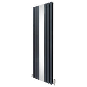 Radiatore a specchio a pannello piatto e valvole TRV cromate Grigio antracite 1800 mm x 565 mm