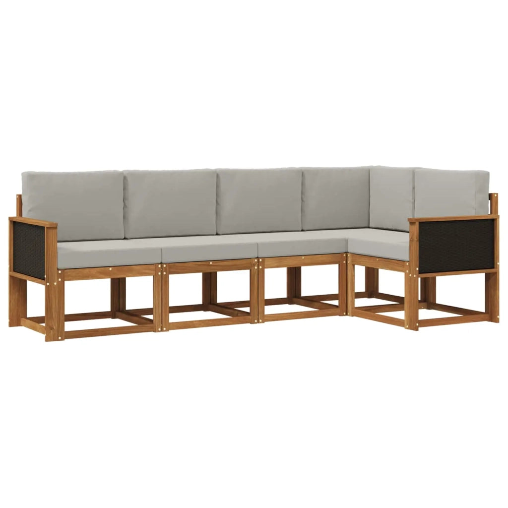 Set di divani da esterno 5 pz Naturale e Grigio Chiaro 3385202