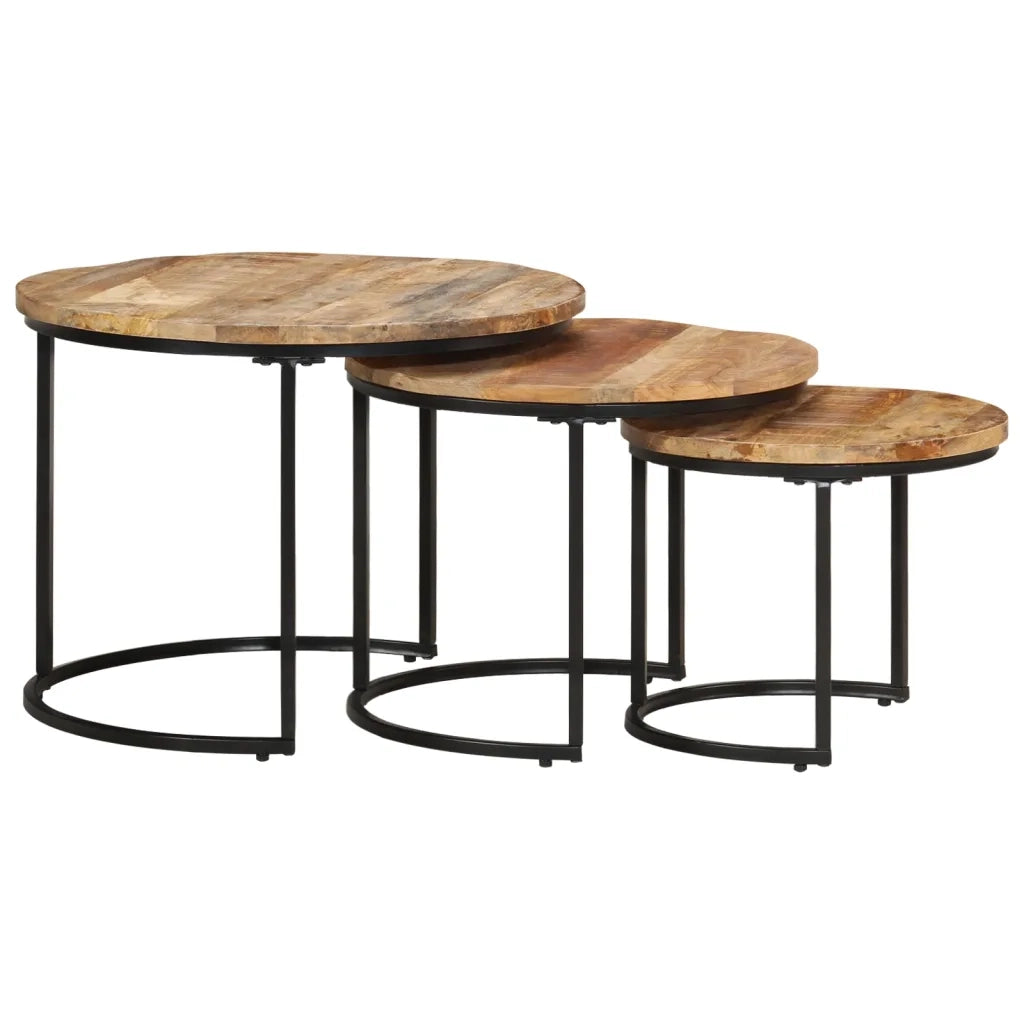 Tavolini Impilabili 3 pz in Legno di Mango Grezzo cod mxl 29759