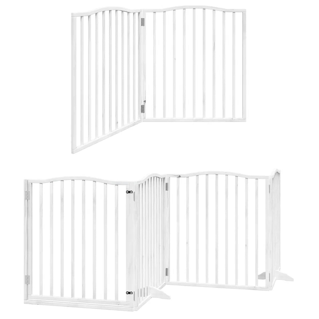vidaXL Cancello Cani Porta Pieghevole Bianco 6 Pannelli 480 cm Pioppo