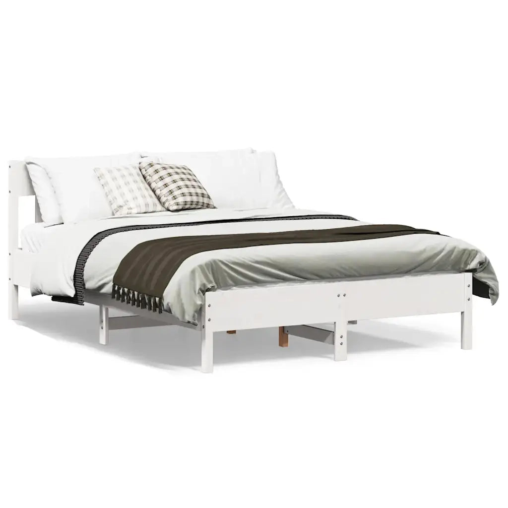 Letto matrimoniale | Letto per adulti | Letto senza Materasso Bianco 120x200 cm Legno Massello di Pino