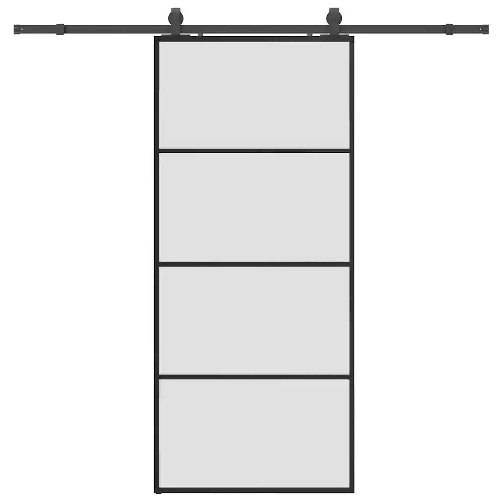 Porta Scorrevole con Ferramenta Nera 90x205 cm in Vetro ESG 3375939