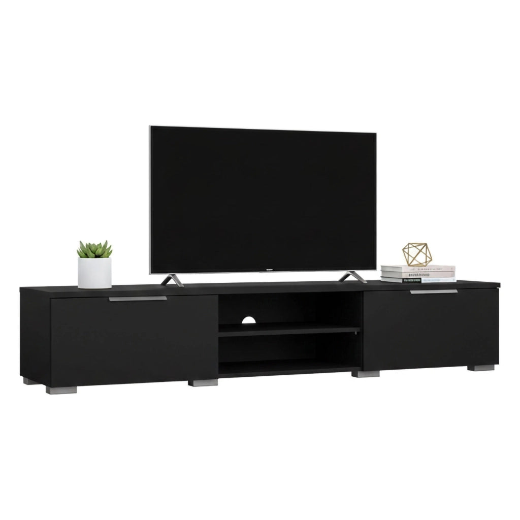 Mobile porta TV Ammiro, Credenza da soggiorno, Armadio basso per TV, Base parete attrezzata, 173x40 h33 cm, Nero