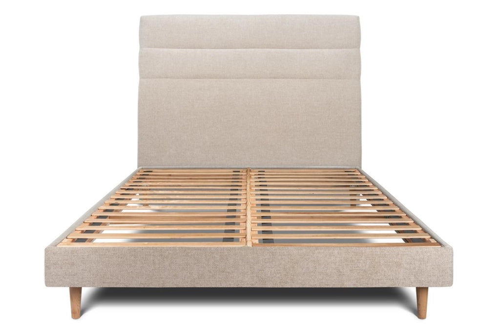 Letto 160x200 cm con testiera in linea - Tessuto Tela opaca