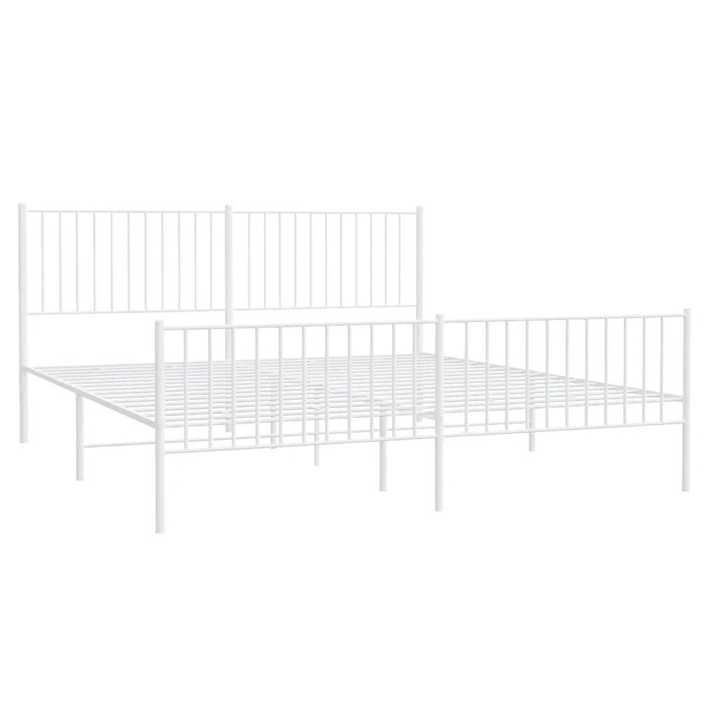 Giroletto con Testiera e Pediera Metallo Bianco 183x213 cm