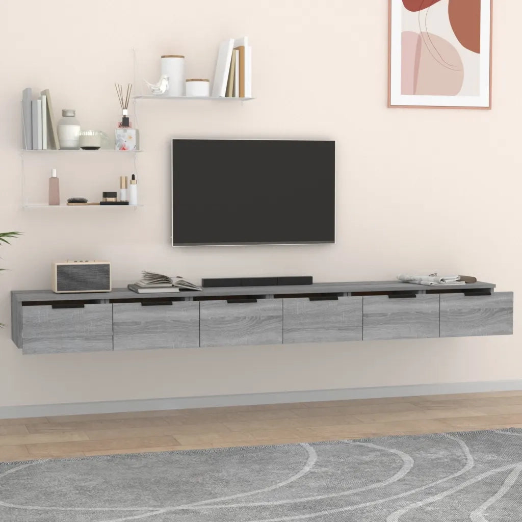 Armadietto a Muro | Mobili a Muro 2 pz Grigio Sonoma 102x30x20 cm Legno Multistrato