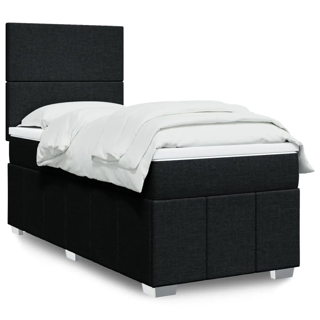 vidaXL Giroletto a Molle con Materasso Nero 90x200 cm in Tessuto