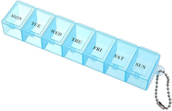 Pillen per 7 giorni - Contenitore portatile per pillole - 7 compartimenti per conservazione - Blu