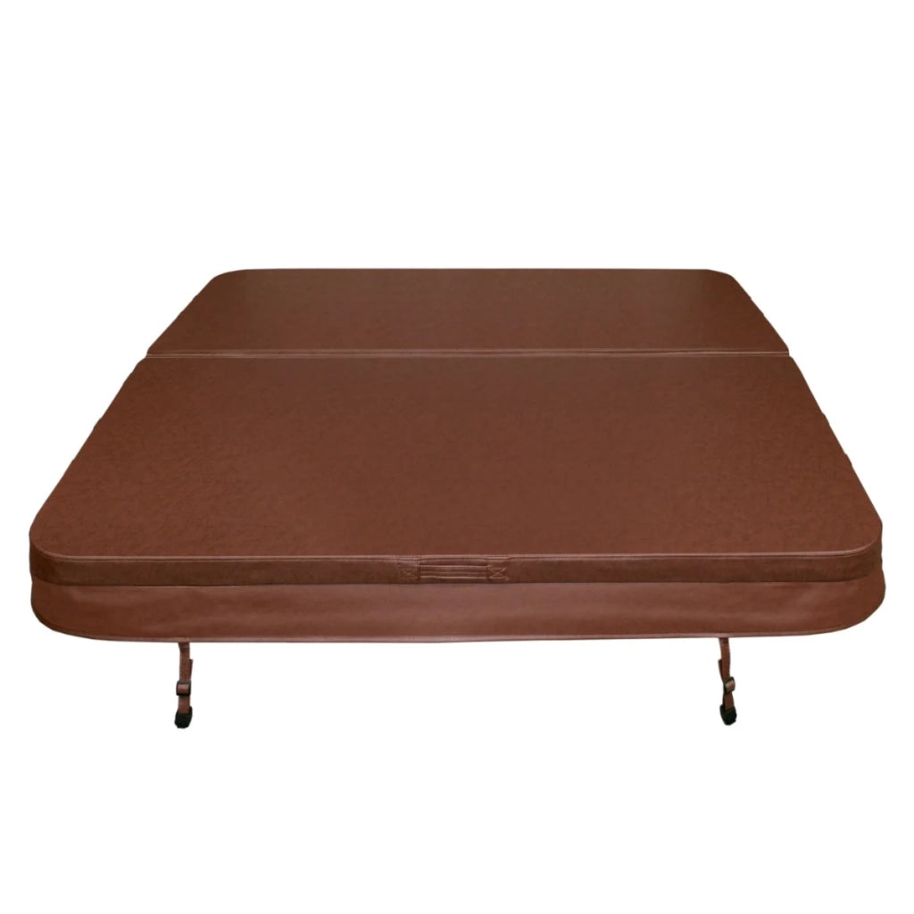 Copertura per vasca idromassaggio Coperchio Spa 2 x 2 m quadrato Marrone Hard Top Resistente alle intemperie PVC in Pelle