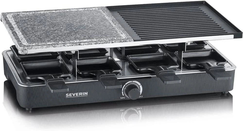 Severin rg2376 piastra 8 padellini per raclette in pietra naturale per grigliare