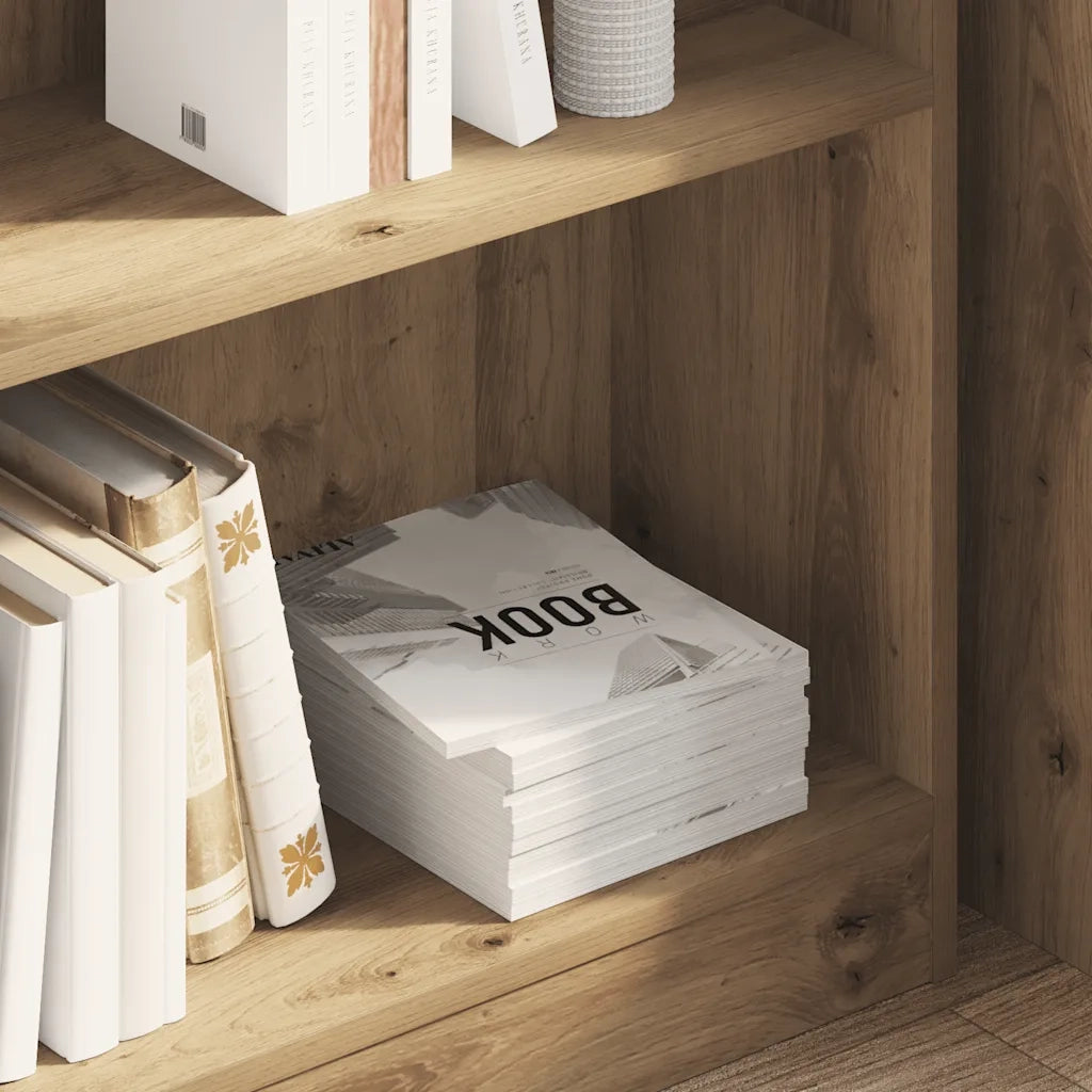Libreria-Scaffale per Libri-Mobile di Stoccaggio Rovere Artigianale 80x24x76 cm in Legno Multistrato
